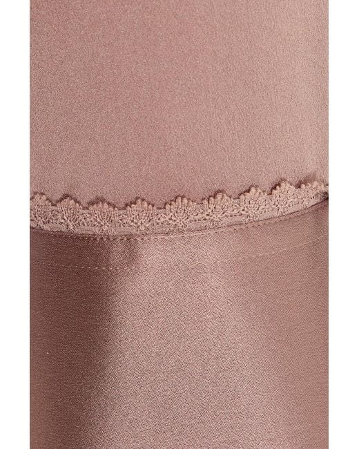 Vince Pink Lace-trimmed Silk-satin Crepe Shirt
