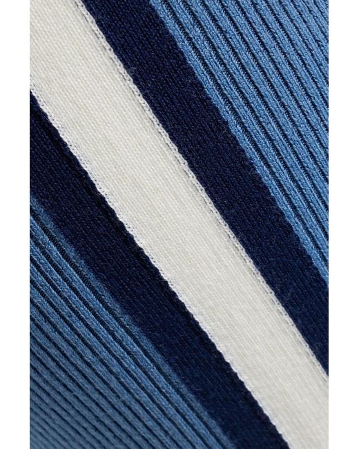 CORDOVA Blue Striped Ribbed Stretch-merino Wool leggings