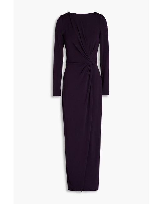 Giorgio Armani Blue Wrap-effect Jersey Maxi Dress