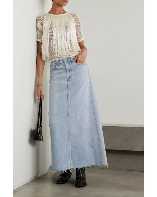 Sea White Pari oberteil aus baumwolle in lochstrick mit fransen