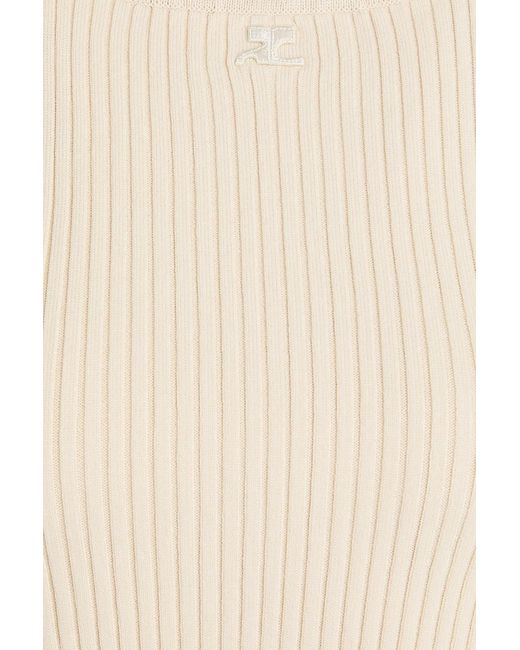 Courreges Natural Ribbed-knit Top