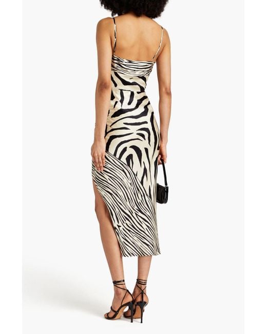 Nicholas White Skyler Zebra-print Silk-satin Midi Dress