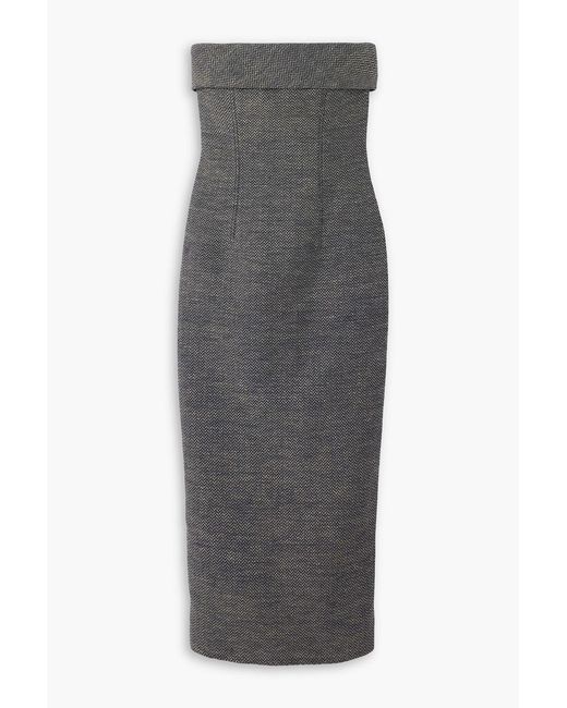 Emilia Wickstead Gray Keeley Strapless Cotton-blend Tweed Midi Dress