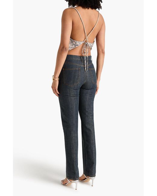 Camilla White Draped Snake-print Jersey Top