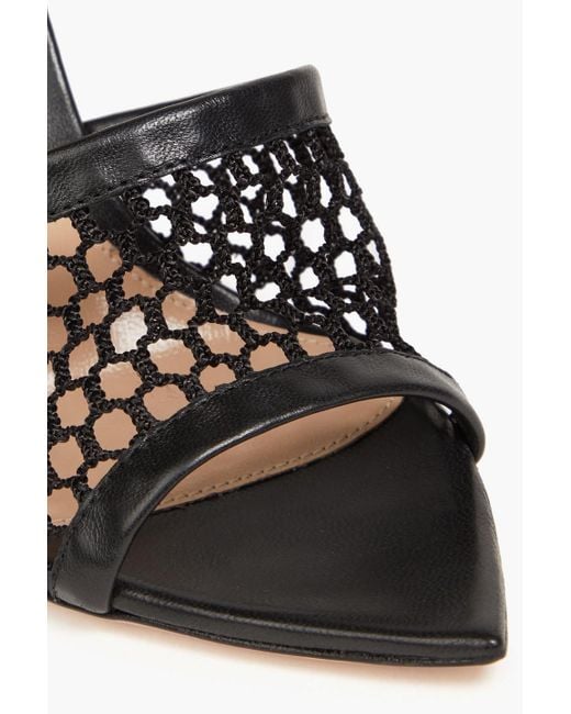 Gianvito Rossi Black Leather-trimmed Fishnet Mules