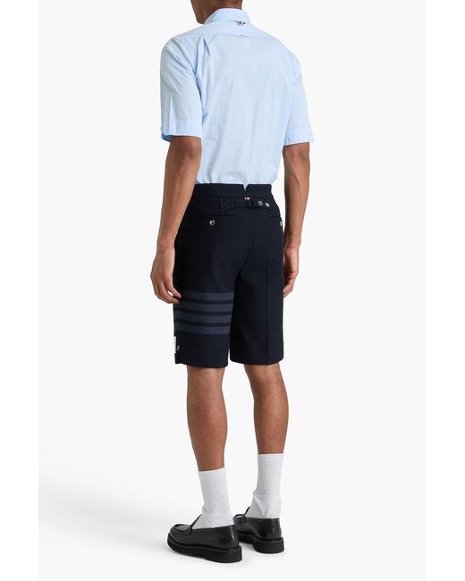 Thom Browne Blue Striped Cotton-Twill Shorts for men