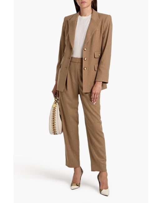 Veronica Beard Natural Netta Flannel Tapered Pants