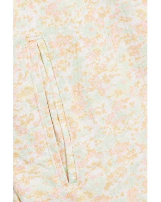 Rixo White Ainsley cropped jumpsuit aus denim mit floralem print