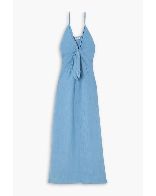 Faithfull the Brand Verona Twist-front Crinkled Linen-blend Midi Dress in  Blue | Lyst