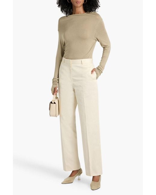 Totême White Cotton And Linen-Blend Twill Straight-Leg Pants