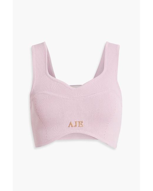 Aje. Pink Parfum Corset Cropped Knitted Top
