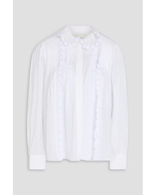 Isabel Marant White Hemd "olinet" aus ramie mit biesen