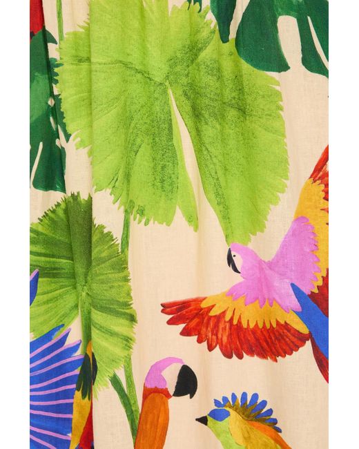 Farm Rio White Midikleid aus einer leinenmischung mit print