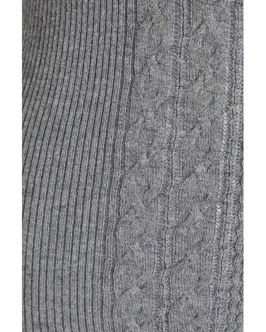 Claudie Pierlot Gray Ruffled Cable-knit Turtleneck Sweater