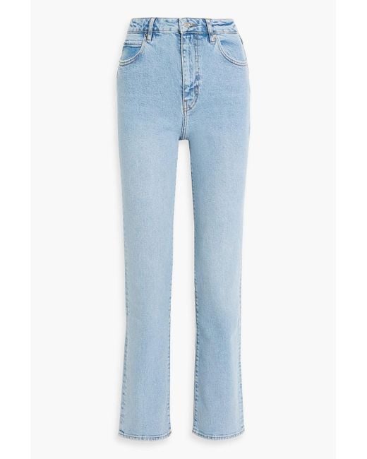 FRAME Blue The Ruler High-Rise Straight-Leg Jeans