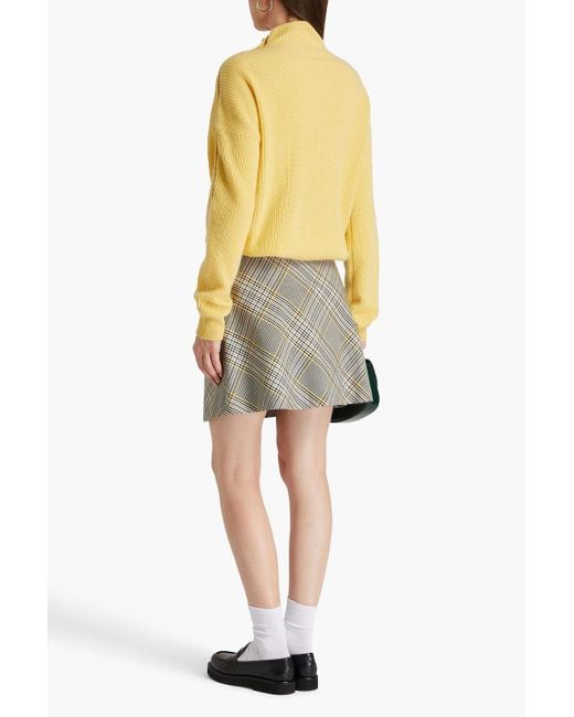 Maje Yellow Darine Ribbed Cashmere Turtleneck Sweater