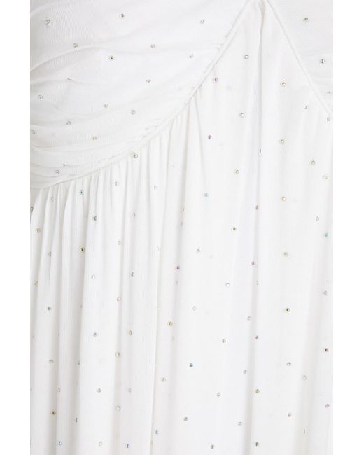 ROTATE BIRGER CHRISTENSEN White Crystal-embellished Mesh Maxi Halterneck Dress