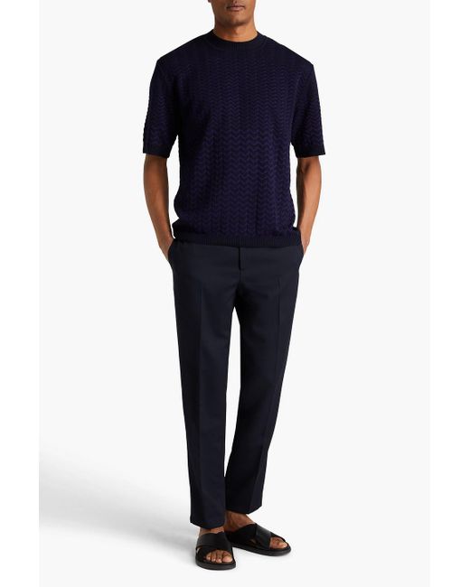 Missoni Blue Crochet-knit Cotton-blend T-shirt for men