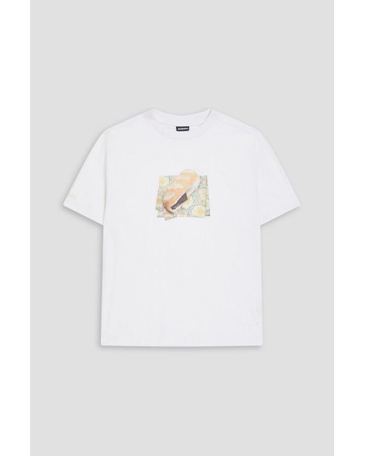 Jacquemus White Printed Cotton-jersey T-shirt for men