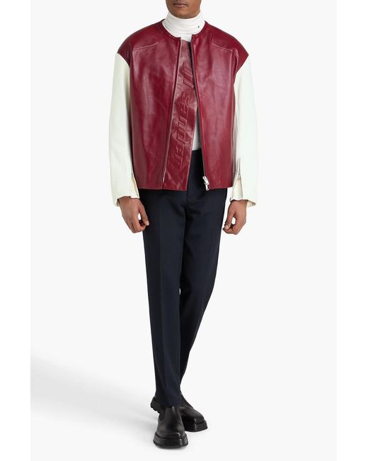 Jil Sander Red Two-Tone Leather Jacket for men