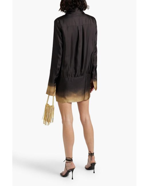 16Arlington Black Dégradé Satin-twill Mini Shirt Dress