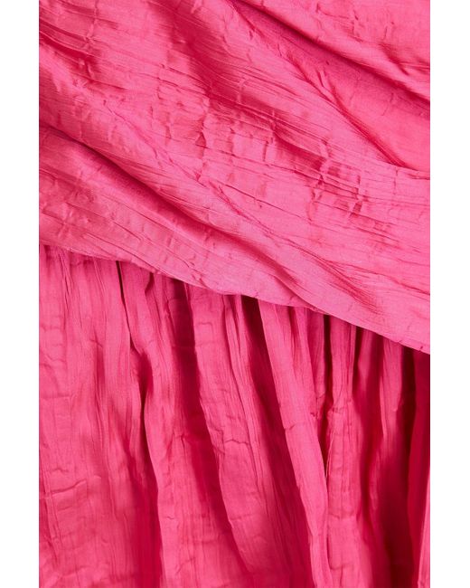Maje Pink Crinkled-satin Mini Dress
