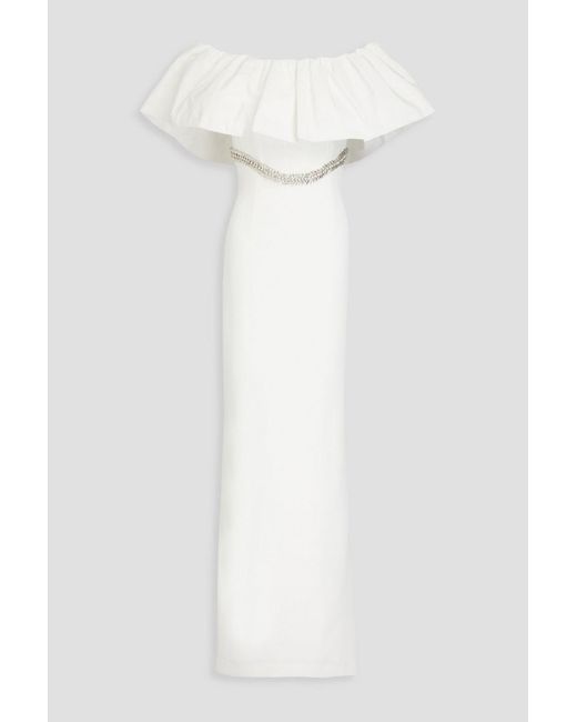 Rebecca Vallance White Alpine Off-the-shoulder Taffeta-paneled Crepe Bridal Gown