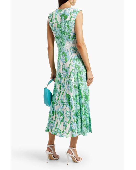 Diane von Furstenberg Green Sunniva Printed Crepe Midi Dress