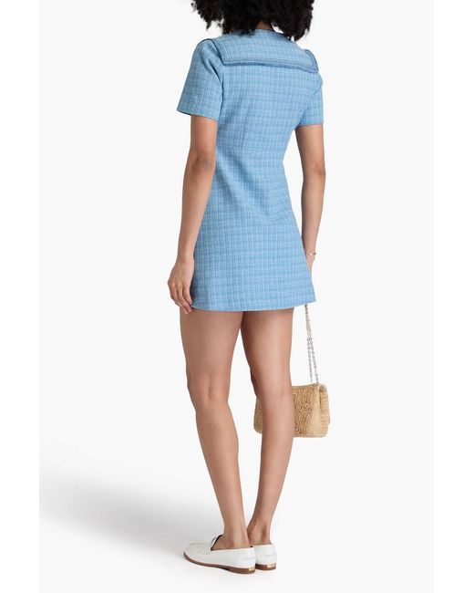 Sandro Blue Cotton-blend Tweed Mini Dress