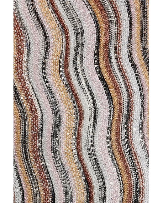 Missoni Brown Sequin-embellished Crochet-knit Mini Dress
