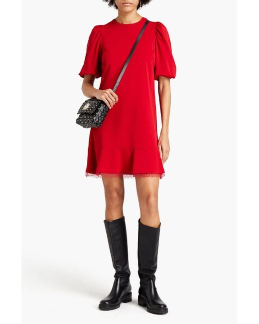 RED Valentino Red Point D'esprit-trimmed Jersey Mini Dress