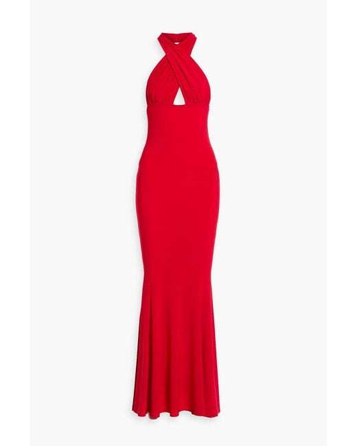 Norma Kamali Red Stretch-jersey Halterneck Gown