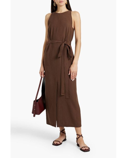A.Emery Brown Uli Belted Twill Midi Dress