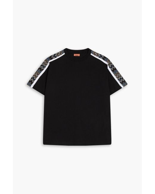 Missoni Black Knit-Trimmed Cotton-Jersey T-Shirt for men