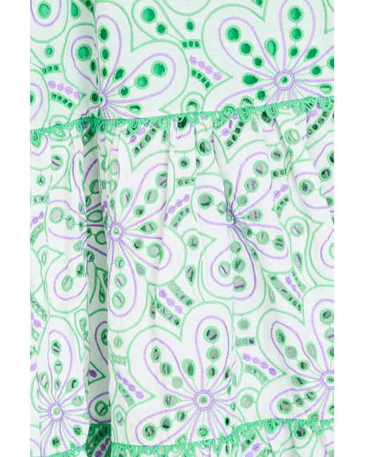 Charo Ruiz Green Andromeda maxikleid aus einer baumwollmischung mit lochstickerei