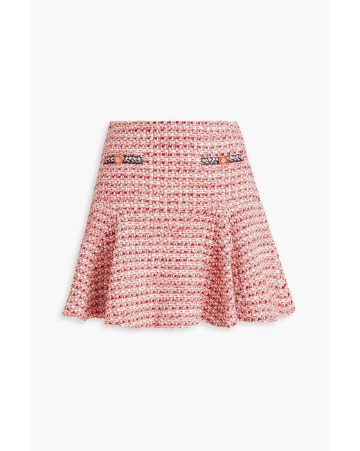 Maje Red Metallic Cotton-blend Tweed Mini Skirt