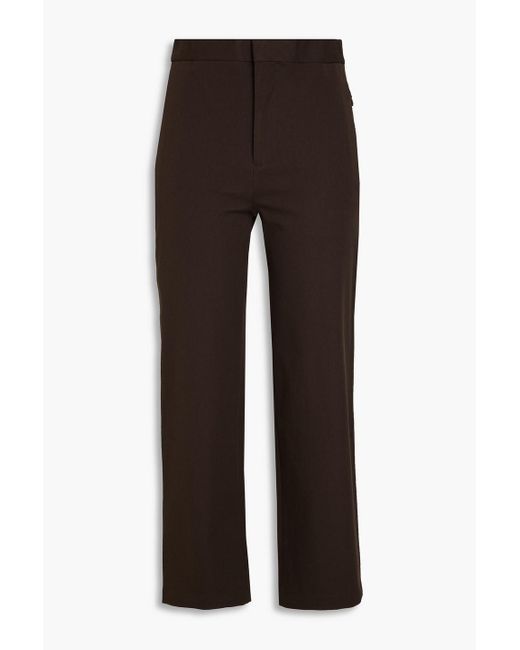 FRAME Black Cropped Stretch-cotton Twill Straight-leg Pants