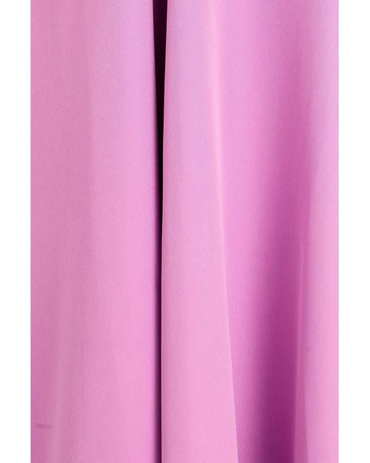 Rhea Costa Pink Raven Off-The-Shoulder Draped Satin-Trimmed Crepe Gown