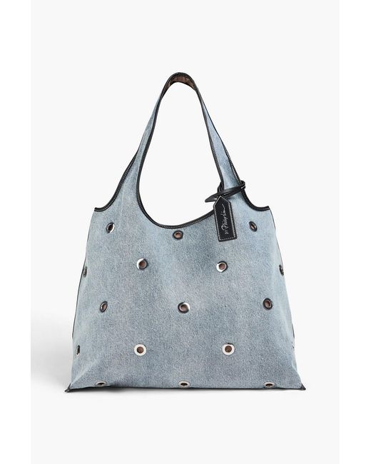 3.1 Phillip Lim Blue Eyelet-Embellished Denim Shoulder Bag
