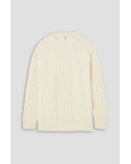 Totême  Natural Oversized Cable-knit Wool Sweater