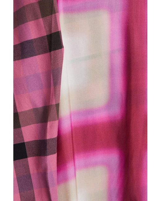 Rick Owens Kariertes hemd aus baumwollflanell mit satin-einsätzen in Pink für Herren