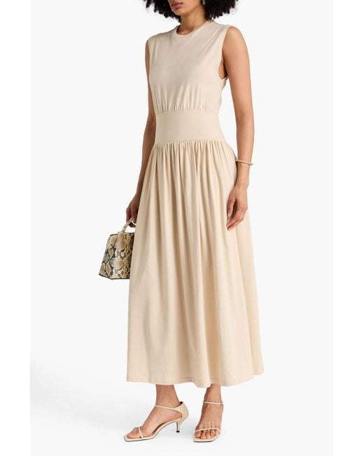 Totême Natural Gathered Cotton-jersey Maxi Dress