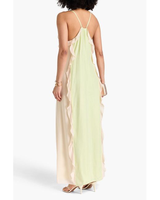 Jonathan Simkhai White Ruffled Cupro-Blend Chiffon And Satin-Twill Maxi Dress