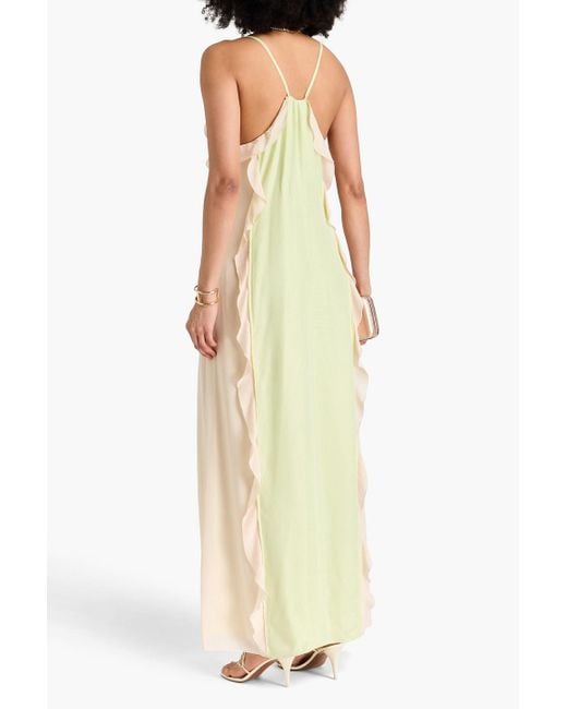 Jonathan Simkhai White Ruffled Cupro-Blend Chiffon And Satin-Twill Maxi Dress