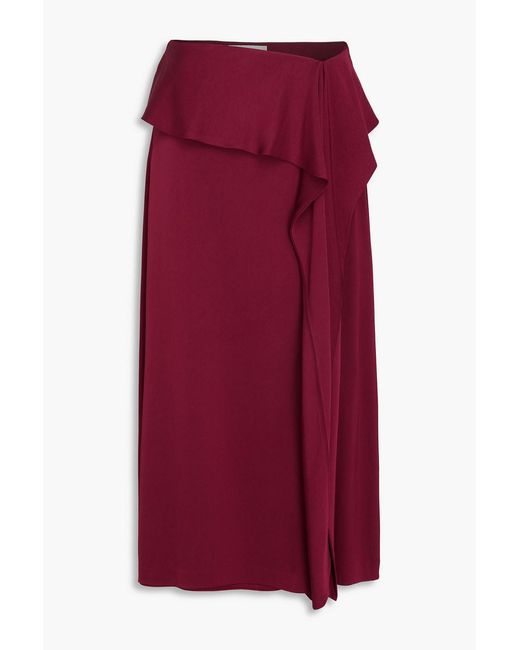 Jonathan Simkhai Red Maria Draped Satin Midi Skirt