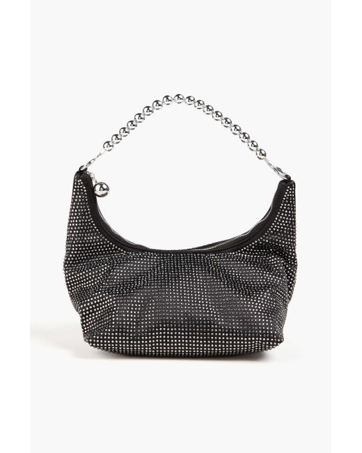Stine Goya Black Crystalized Pyramid Satin Shoulder Bag