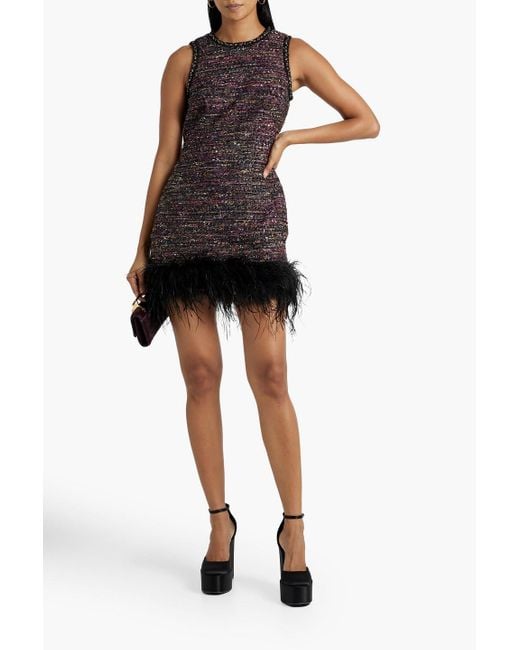 Rebecca Vallance Brown Monet Embellished Tweed Mini Dress