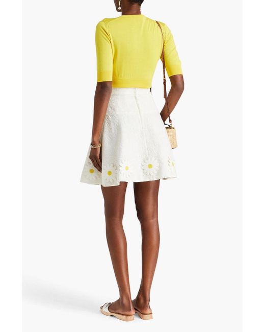 Dolce & Gabbana Natural Appliquéd Cotton And Silk-blend Jacquard Mini Skirt