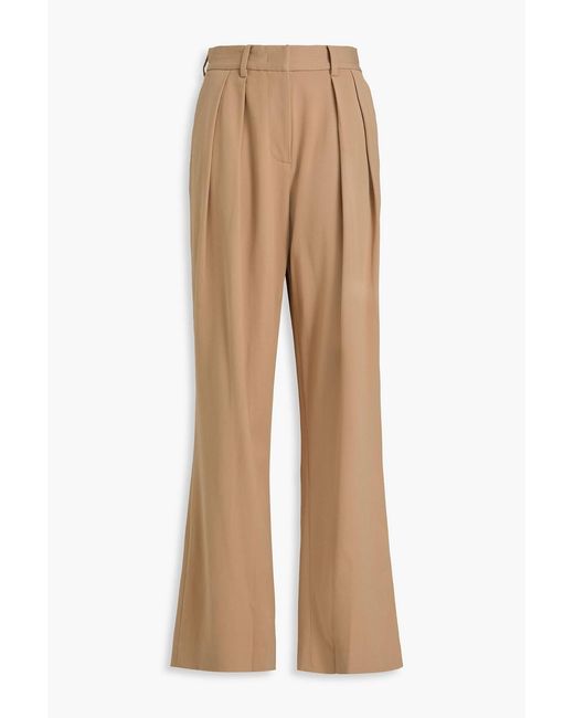 Staud Natural Luisa Pleated Twill Wide-leg Pants