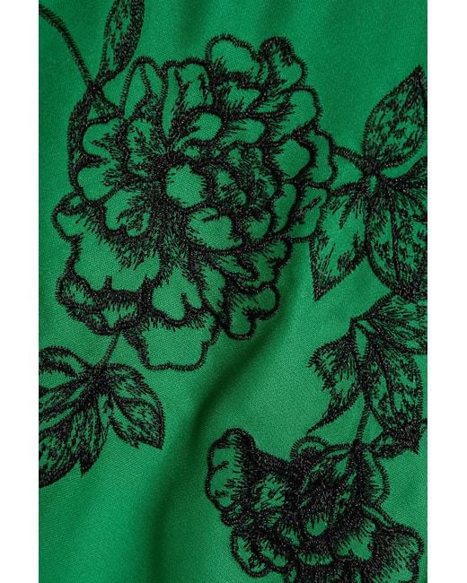 Marchesa Green Strapless Embroidered Duchesse-satin Maxi Dress